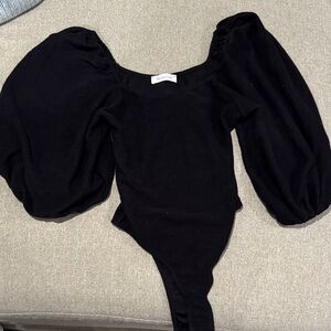 BUCKETLIST Black Puff Sleeve Bodysuit
